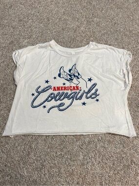 American Cowgirls Graphic Tee - White with Navy & Red